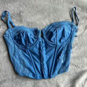 Edikted Blue Lace Bustier Corset Top Small